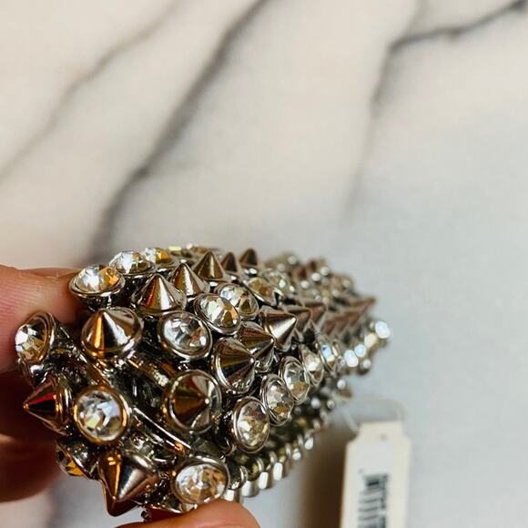 Set of TWO! Cära Silver Spiked & Studded Stretchy Bracelets - Picture 3 of 5